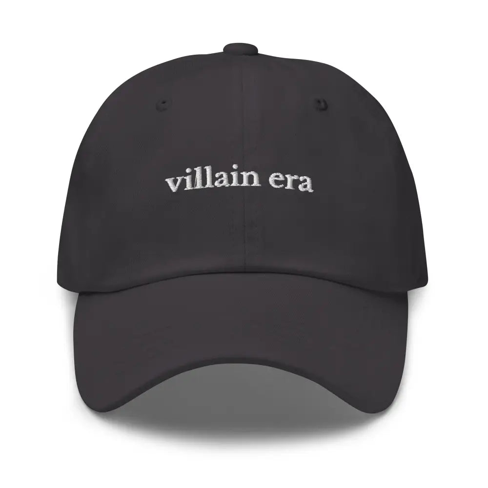 Dark gray villain era embroidered baseball cap by Trini Skies