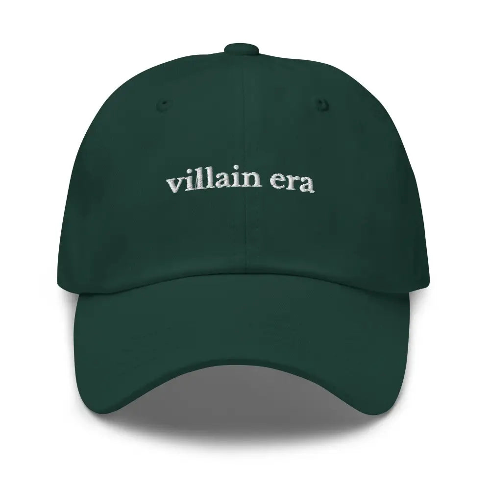 Dark green villain era embroidered baseball cap by Trini Skies