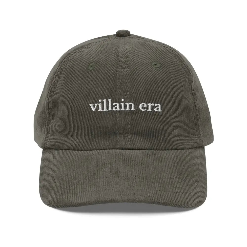 Olive green Villain Era embroidered vintage corduroy cap