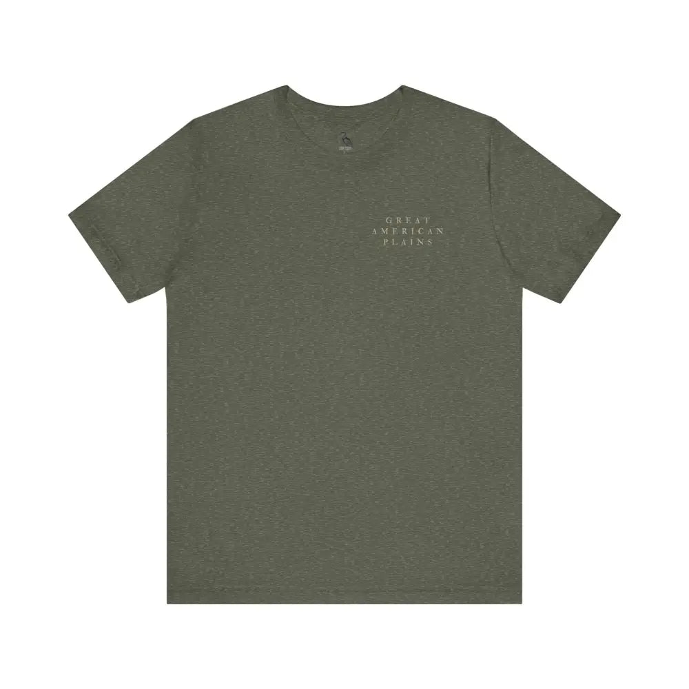 Plain olive green short-sleeved vintage bison graphic t-shirt