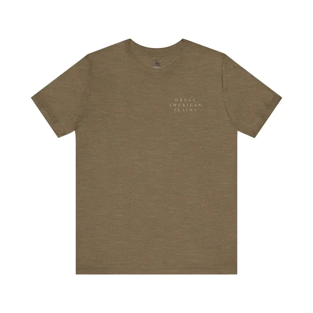 Vintage bison graphic tee in olive green, short-sleeve crew-neck