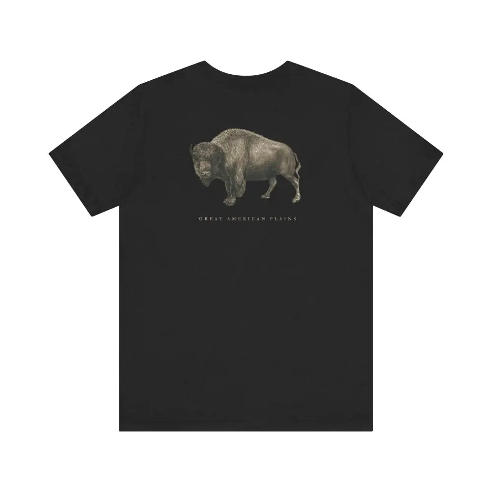 Black short-sleeve vintage bison graphic tee from Trini Skies Supply
