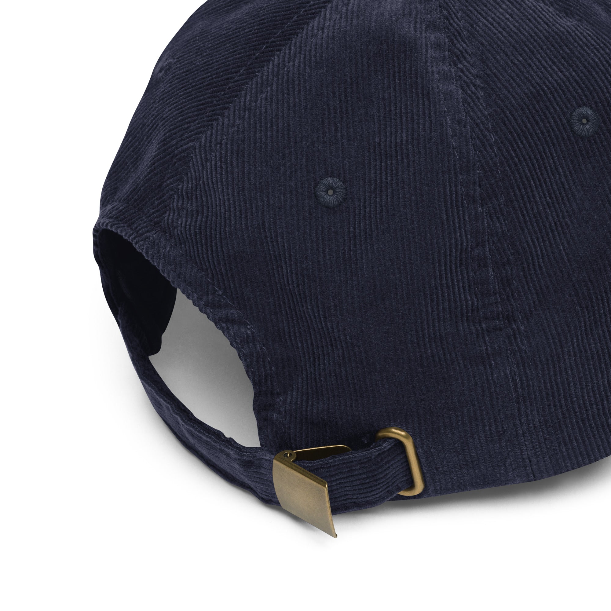 Navy tree frog embroidered corduroy dad hat with adjustable buckle
