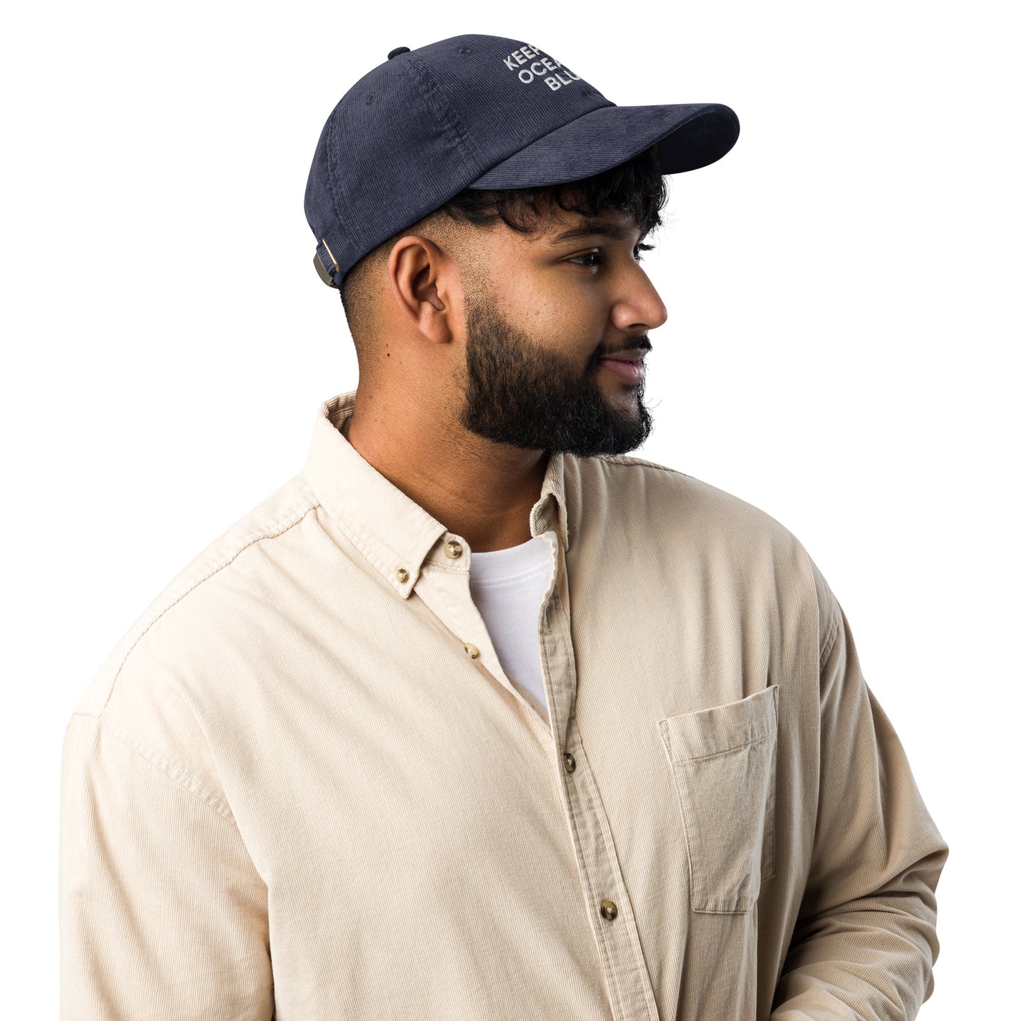 Embroidered 'Keep The Ocean Blue' Corduroy Cap – Protect Marine Life Reduce Ocean Pollution