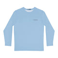Light blue Tied Right performance fishing shirt with fly fishing knots