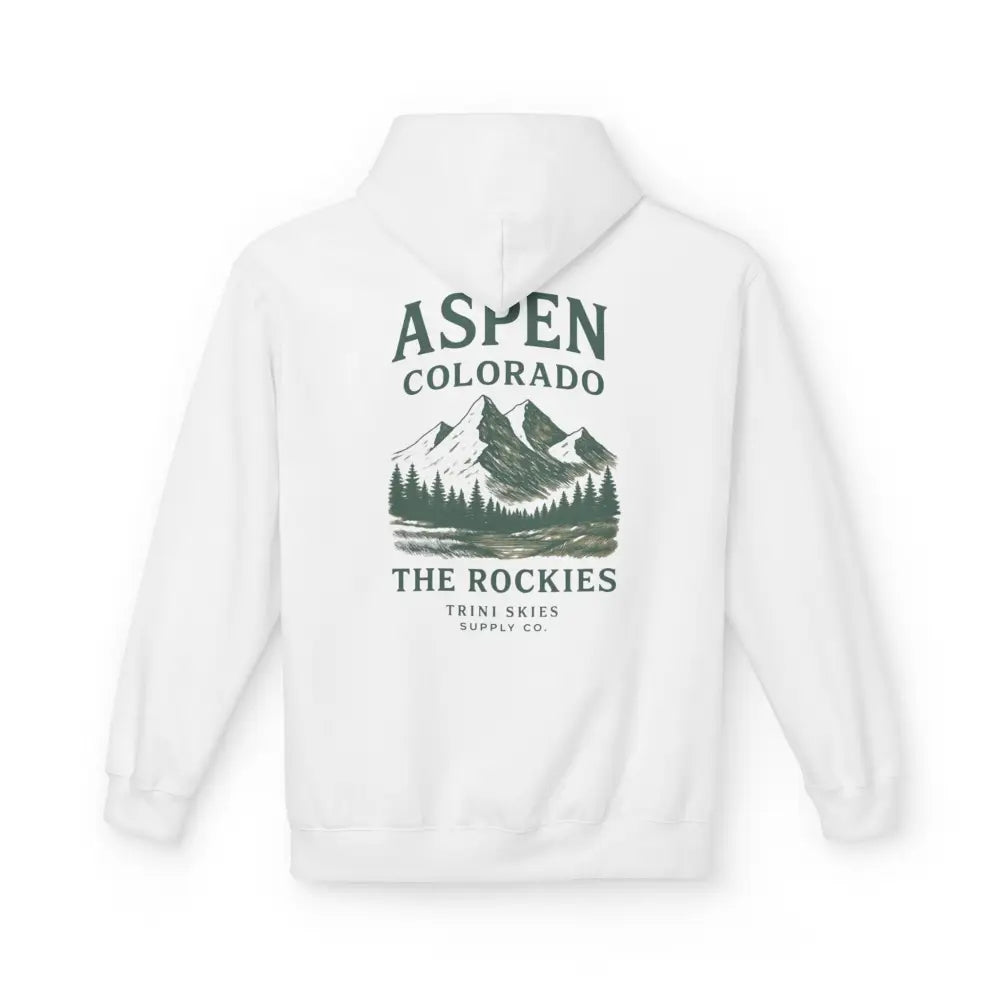 Vintage style Aspen Colorado hoodie with green mountain graphic