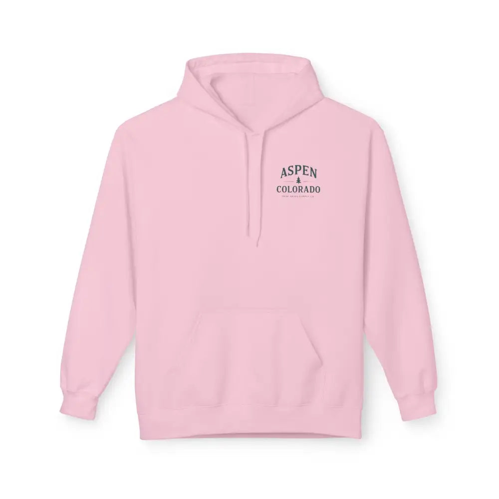 Light pink Aspen Colorado hoodie with vintage Rockies graphic