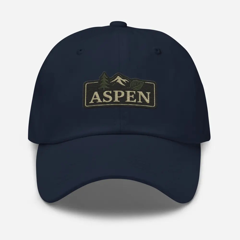 Vintage-style Aspen embroidered dark blue baseball cap