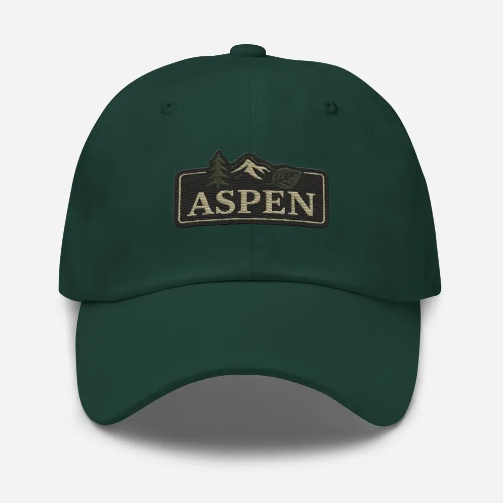 Vintage-style Aspen embroidered dark green baseball cap