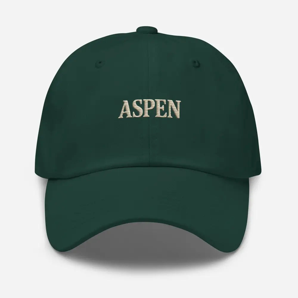 Vintage-style Aspen embroidered dark green baseball cap