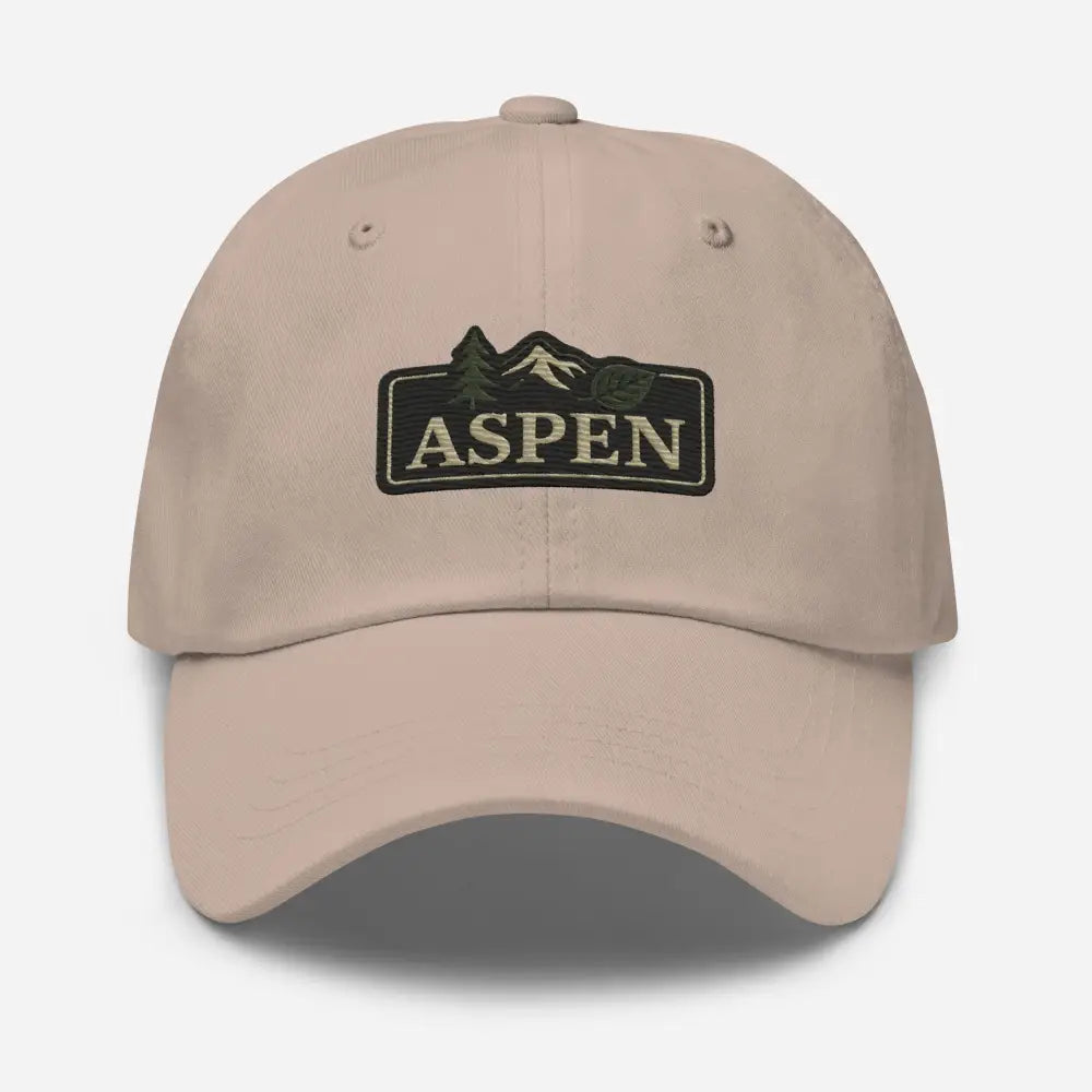 Vintage-style Aspen embroidered light tan baseball cap