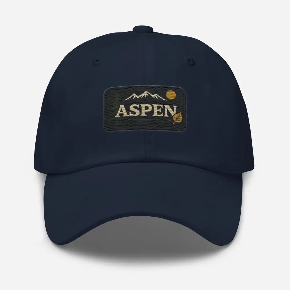 Vintage-style Aspen embroidered hat in dark blue baseball cap