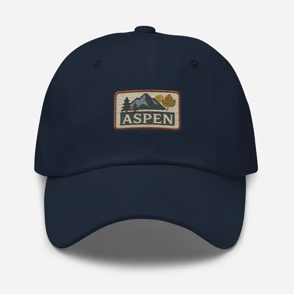 Vintage-style Aspen embroidered hat in dark blue baseball cap