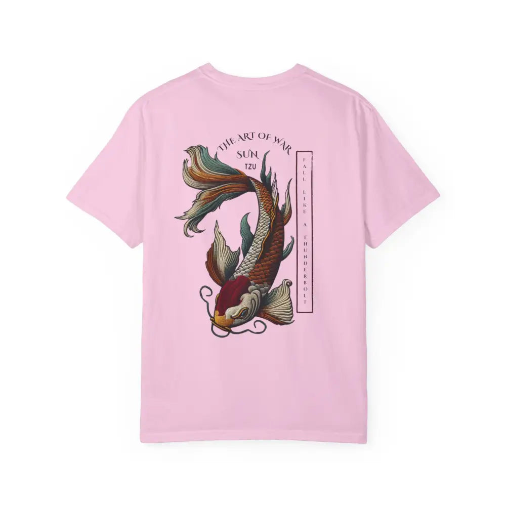 Pink Art of War Koi Fish Inspirational T-Shirt with Vibrant Design