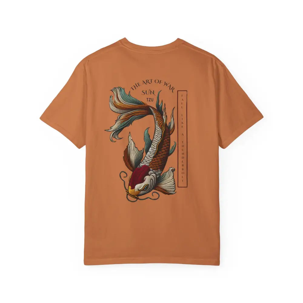 Art of War Koi Fish inspirational t-shirt with war koi fish design