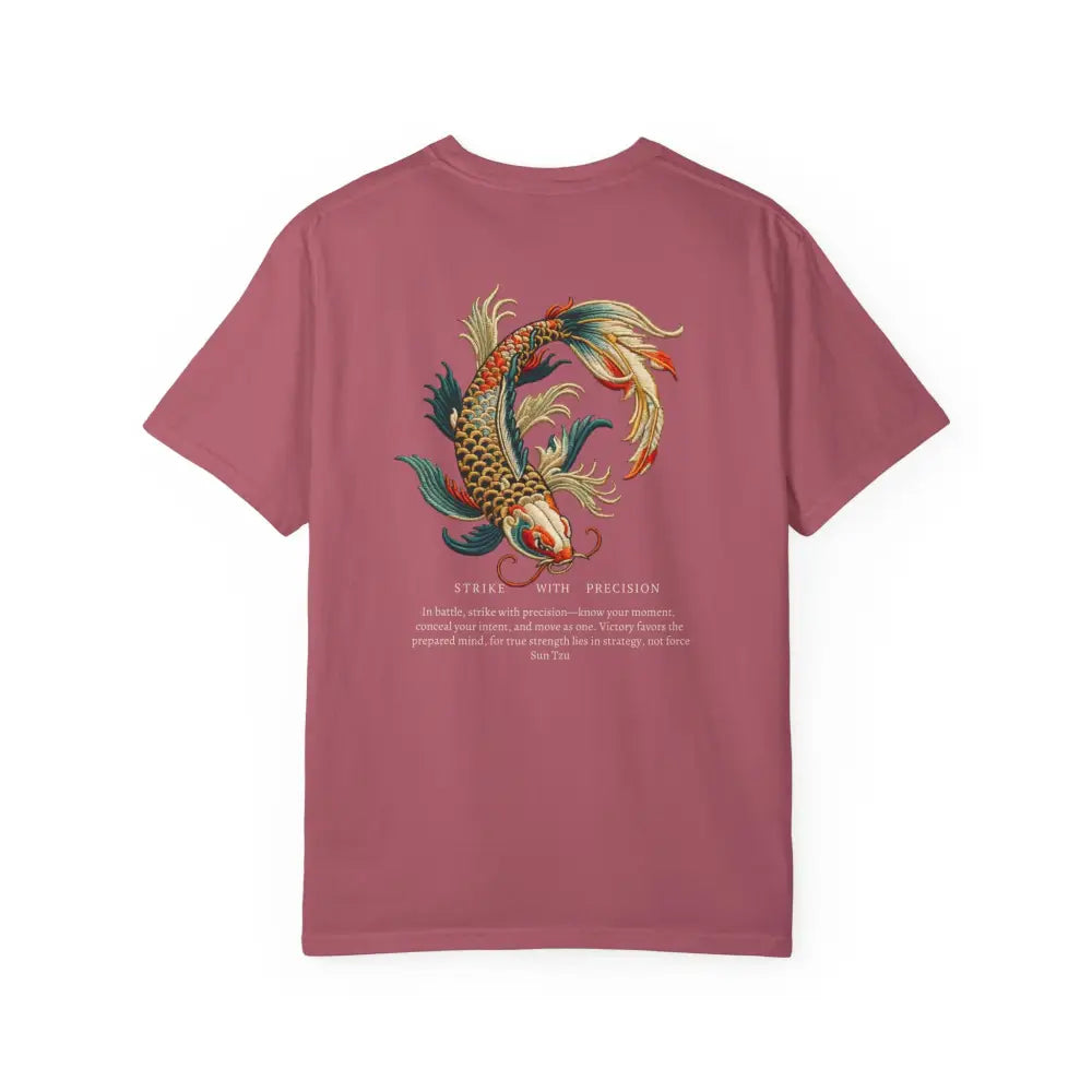 Pink Inspirational T-Shirt with Motivational War Koi Fish Graphic on Back