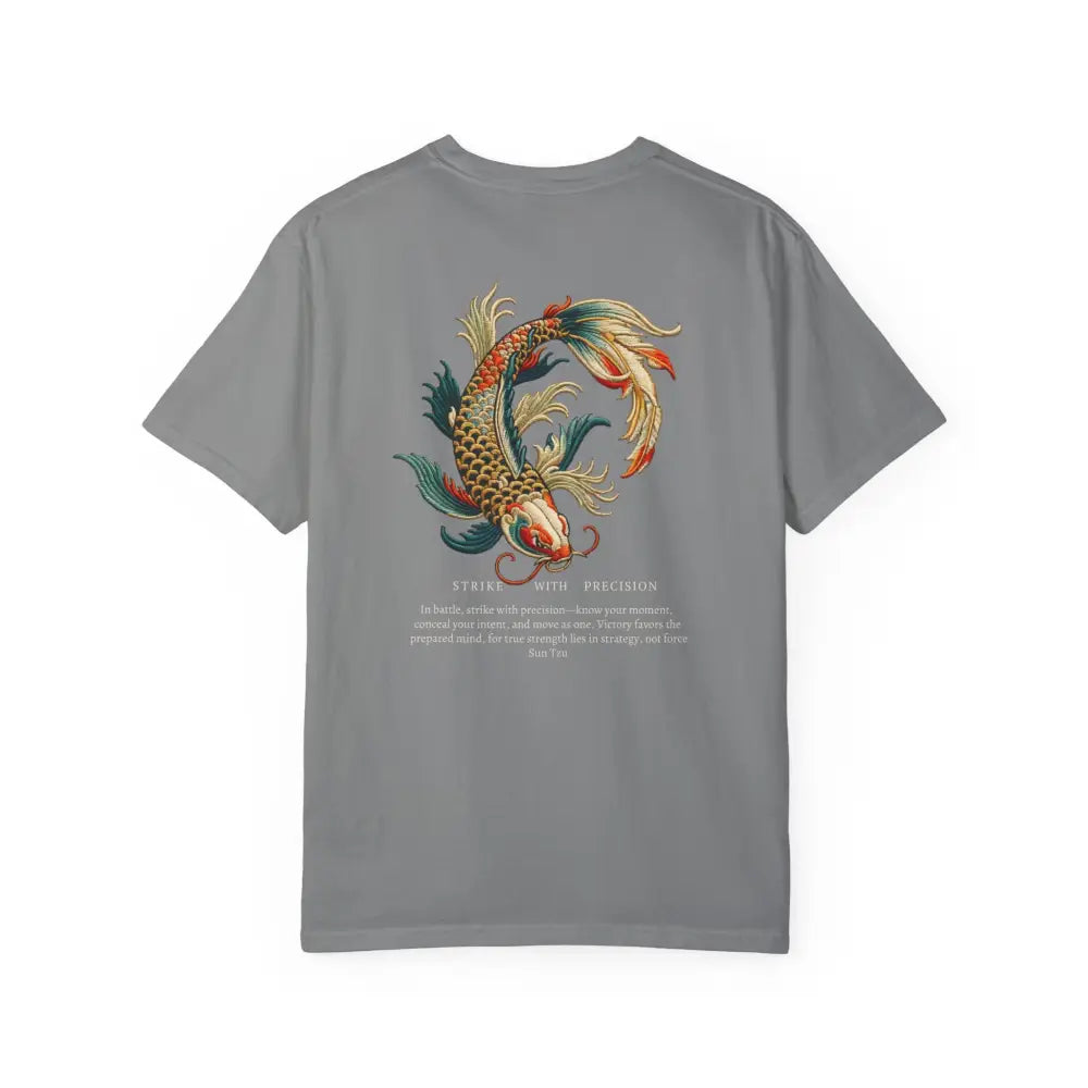 Gray Inspirational Art of War Koi Fish Graphic Tee by Trini Skies Supply