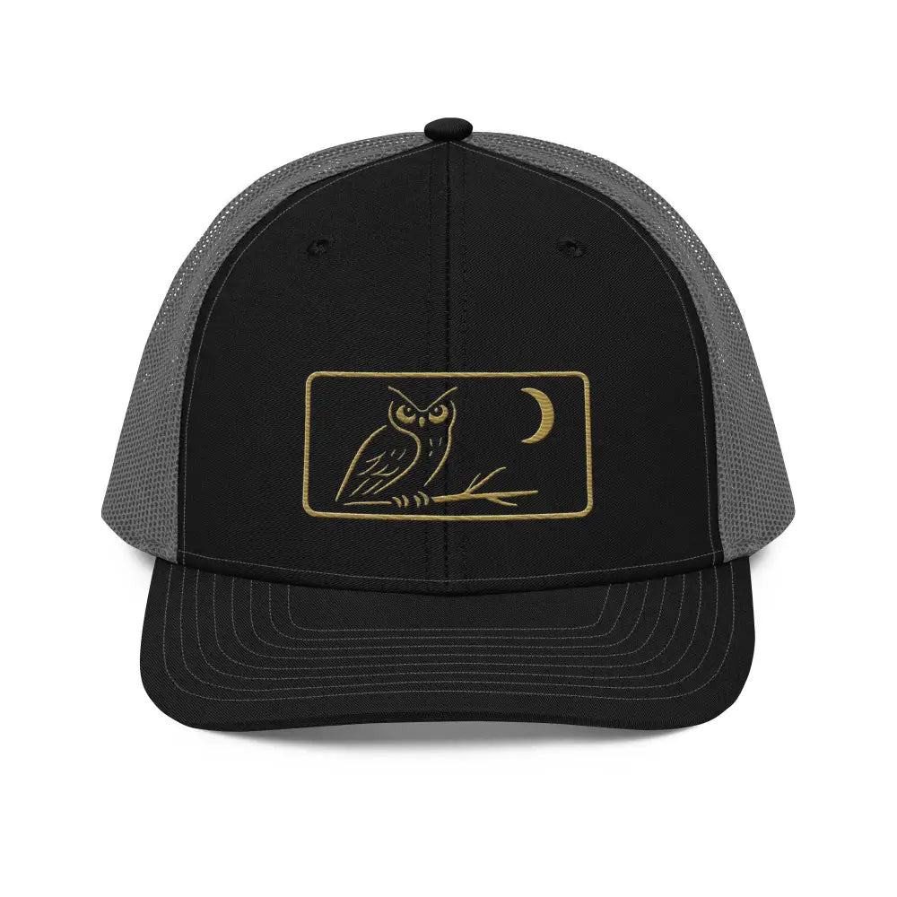 Black Watcher Owl Hat with Embroidered Heritage Crescent Moon Patch