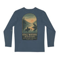 Trini Skies Gear Waters Division Long Sleeve Fishing Shirt with Lake Scene