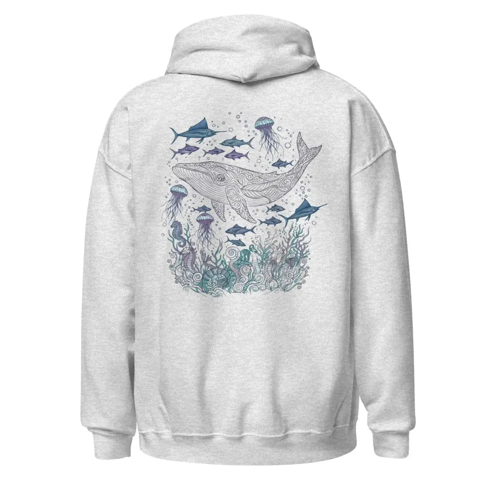 White whale shark hoodie with ocean life graphic design