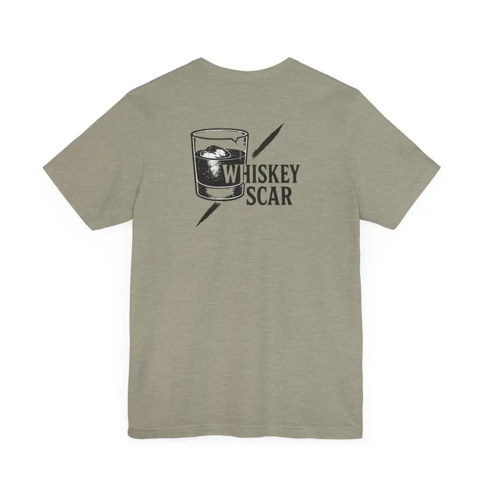 Trini Skies Whiskey Scar graphic tee in Iron Line Series, light olive green