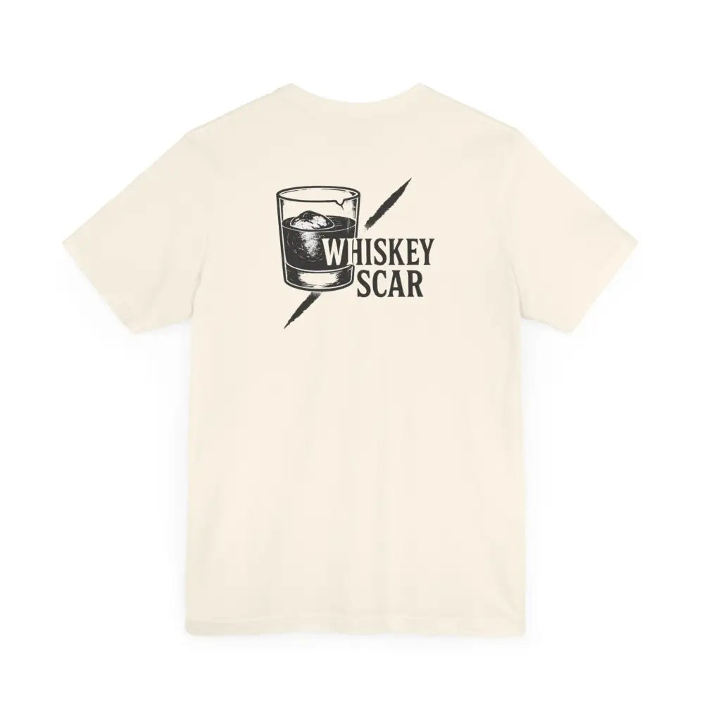 Cream-colored Whiskey Scar Graphic Tee from Iron Line Series with Trini Skies design