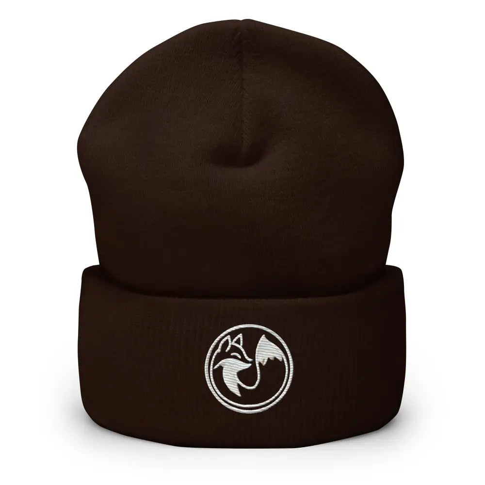 Wild Fox embroidered dark brown beanie with white fox logo
