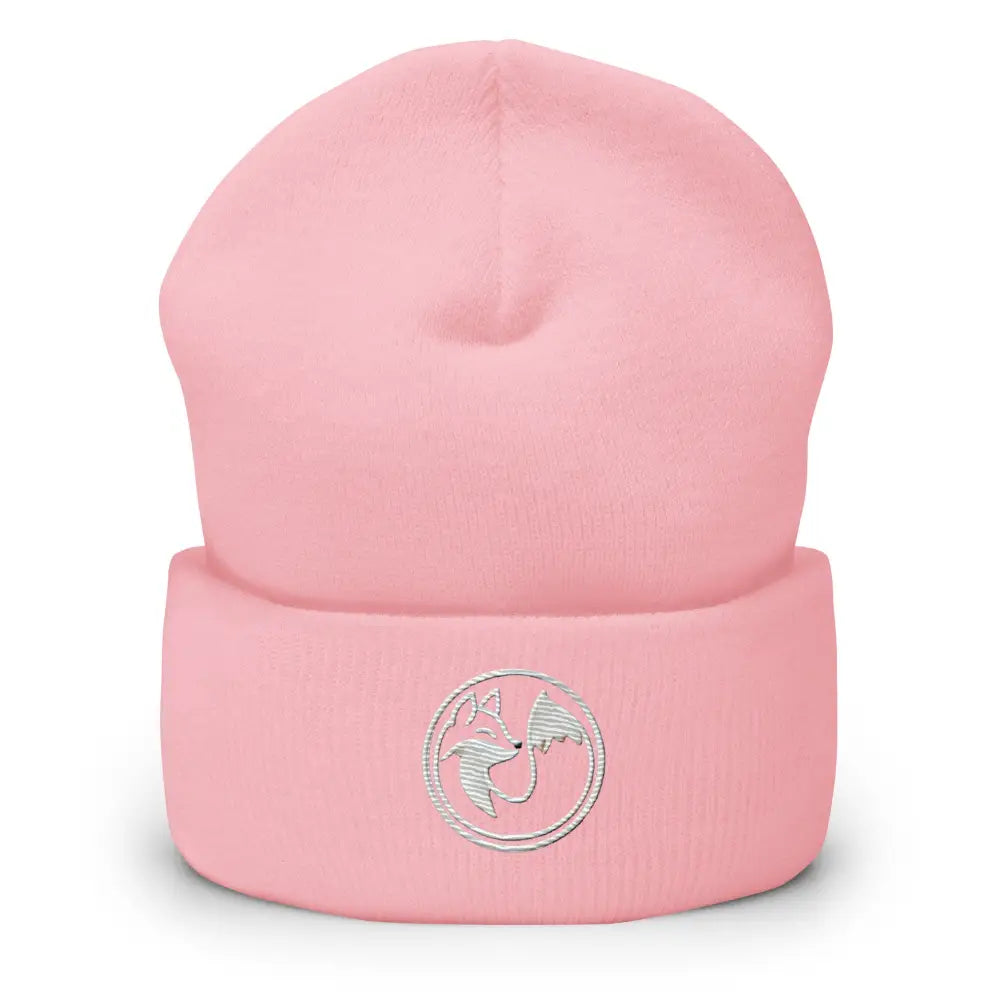 Light pink Wild Fox embroidered beanie knit hat