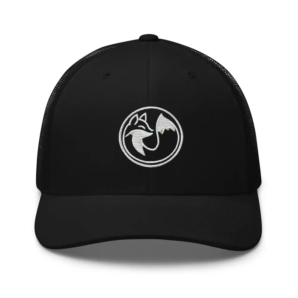 Wild Fox Embroidered black mesh-back trucker hat with fox logo