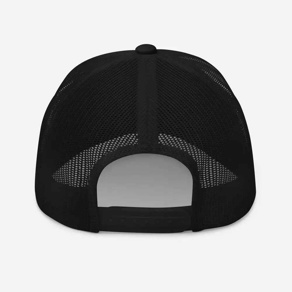 Wild Fox Embroidered black mesh-back trucker hat with snap closure