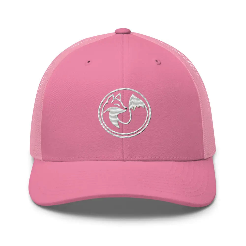 Pink Wild Fox Embroidered Trucker Hat with White Fox Logo