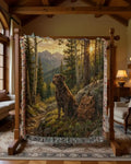 Wilderness labrador retriever woven throw tapestry with brown dog in forest