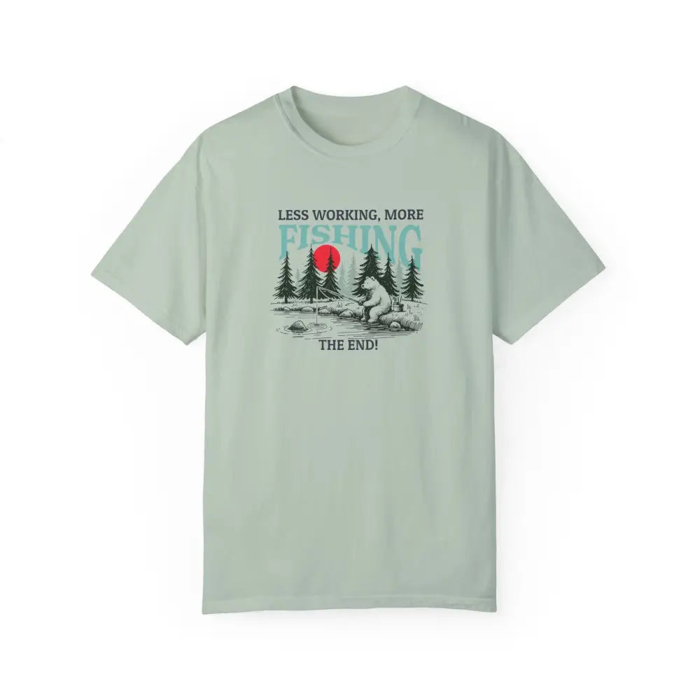Light green bear fishing graphic t-shirt from Trini Skies Outdoor Series