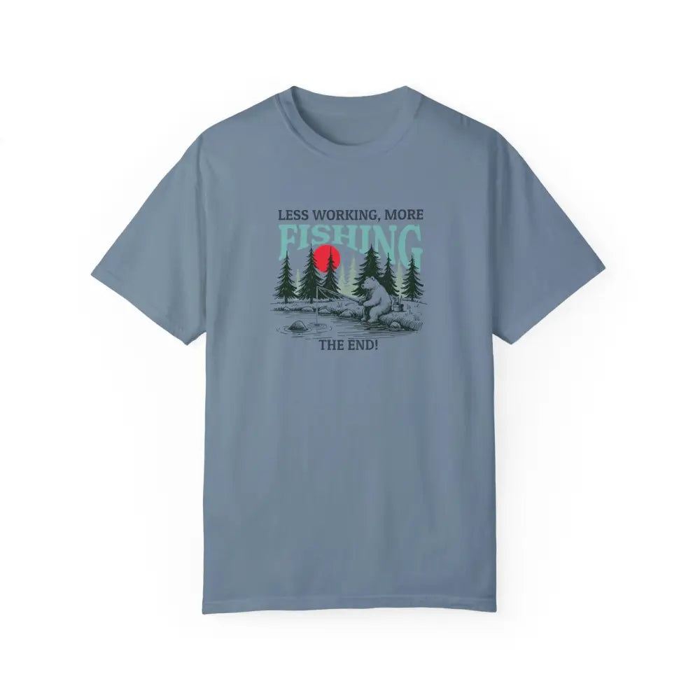 Light blue bear fishing graphic t-shirt from Trini Skies Outdoor Series
