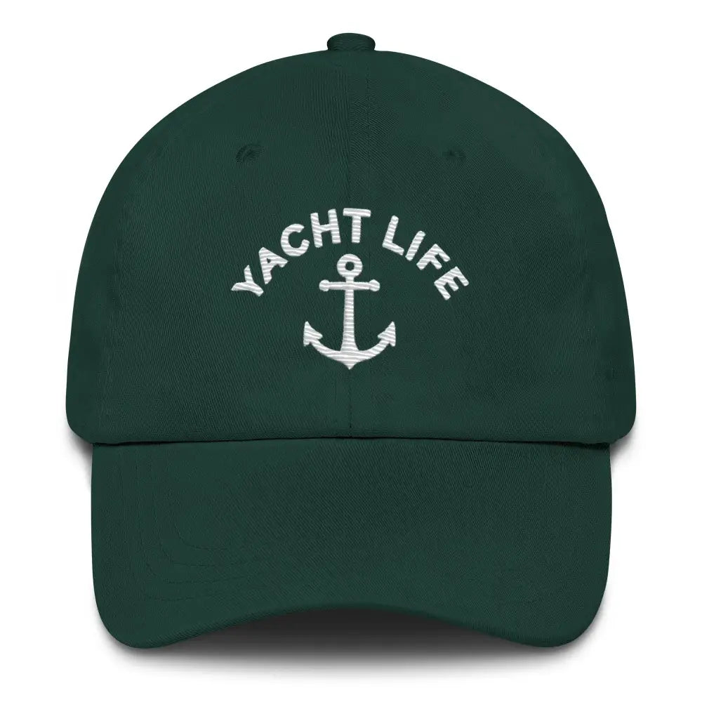 Trini Skies Yacht Life Embroidered Dad Hat in Dark Green