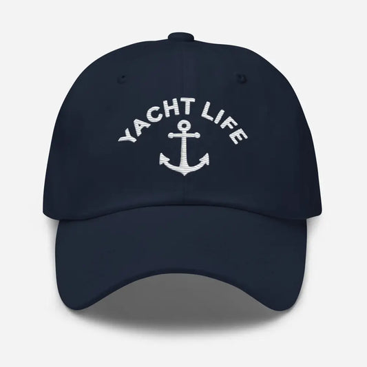 Yacht Life Embroidered Dad Hat Nautical Vibes for Everyday Wear - Navy - dark blue baseball cap yacht 1