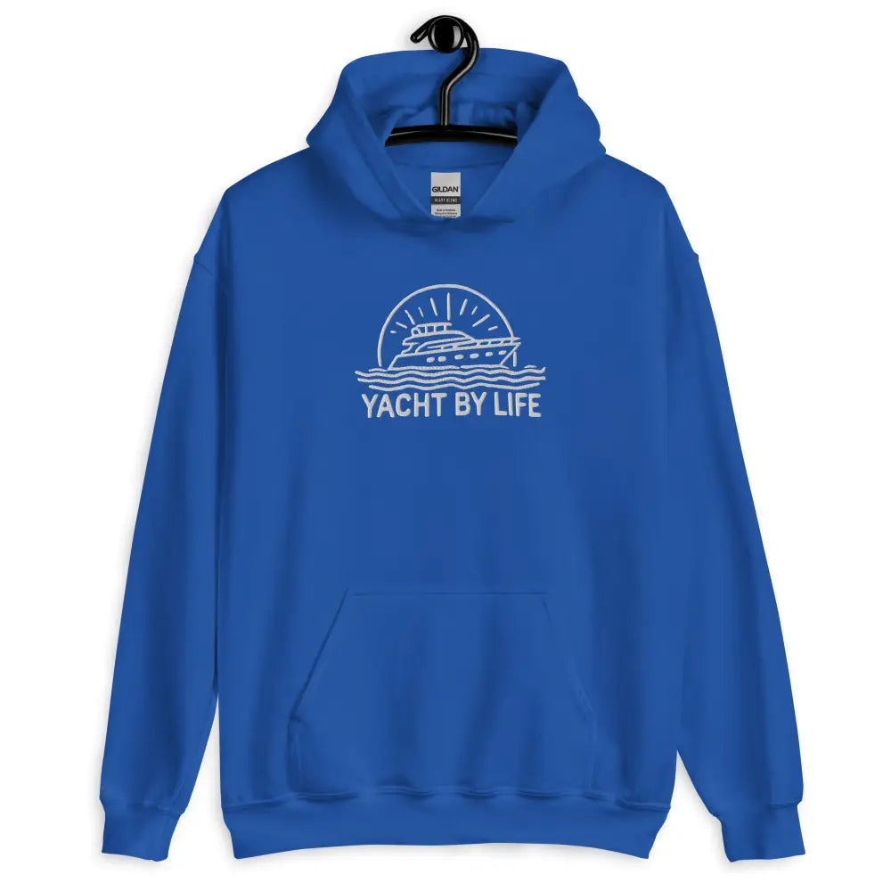 Royal blue Yacht Life Embroidered Unisex Hoodie with Trini Skies graphics