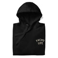 Trini Skies yacht life embroidered black pullover hoodie