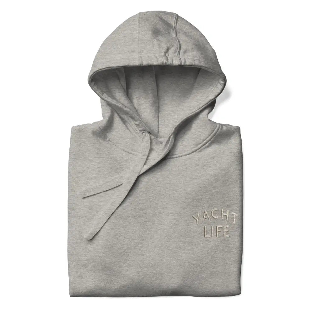 Trini Skies yacht life embroidered light grey hooded sweatshirt