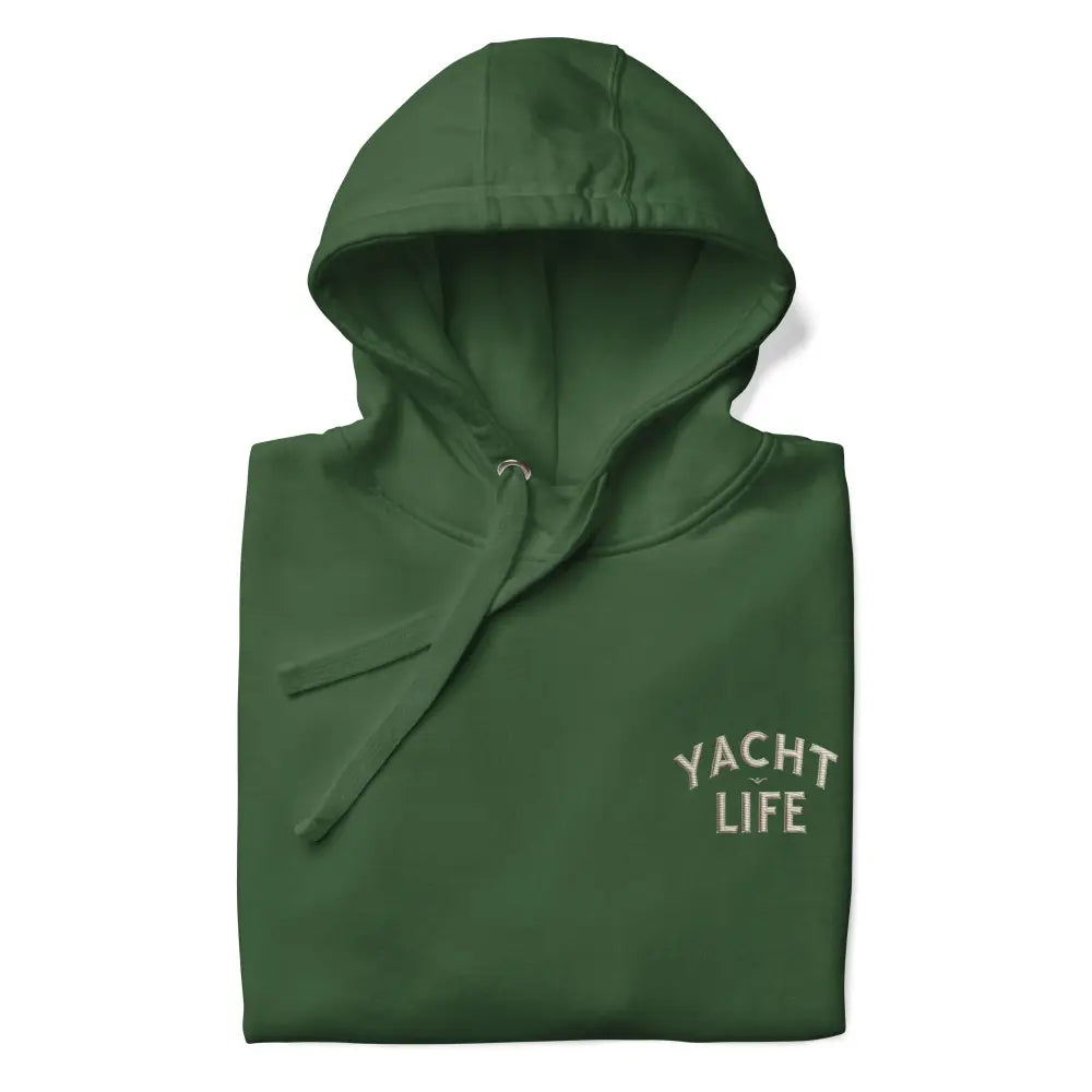 Yacht Life embroidered dark green hooded sweatshirt by Trini Skies