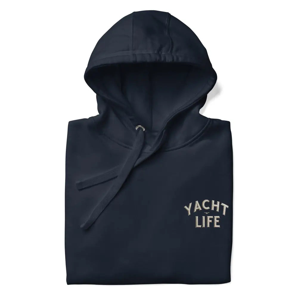 Yacht life embroidered dark blue hoodie by Trini Skies