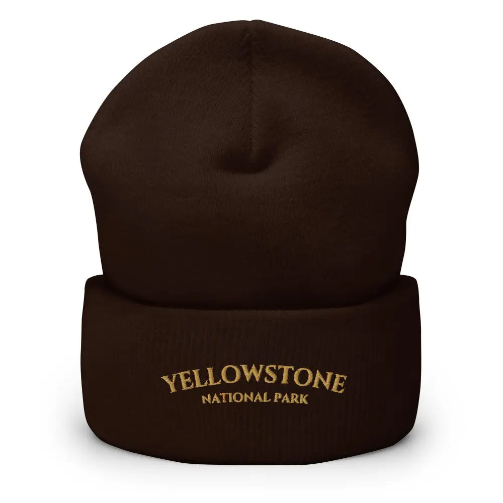 Dark brown Trini Skies embroidered Yellowstone National Park beanie