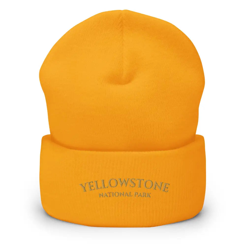 Orange Trini Skies embroidered Yellowstone National Park beanie