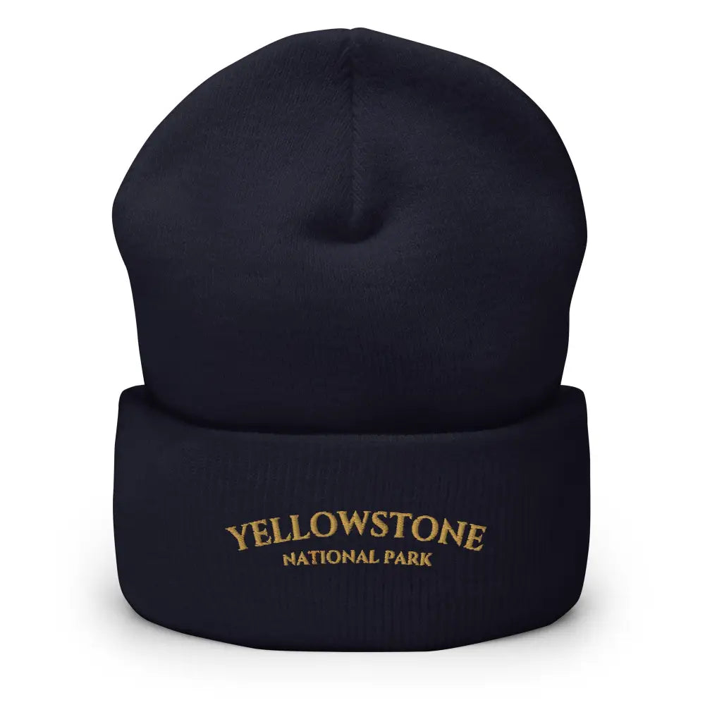 Dark blue Trini Skies Yellowstone National Park embroidered cuffed beanie